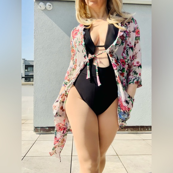 🚢ITALIAN Anna Sassatelli Duster Vintage Floral Design Italy - Picture 15 of 16